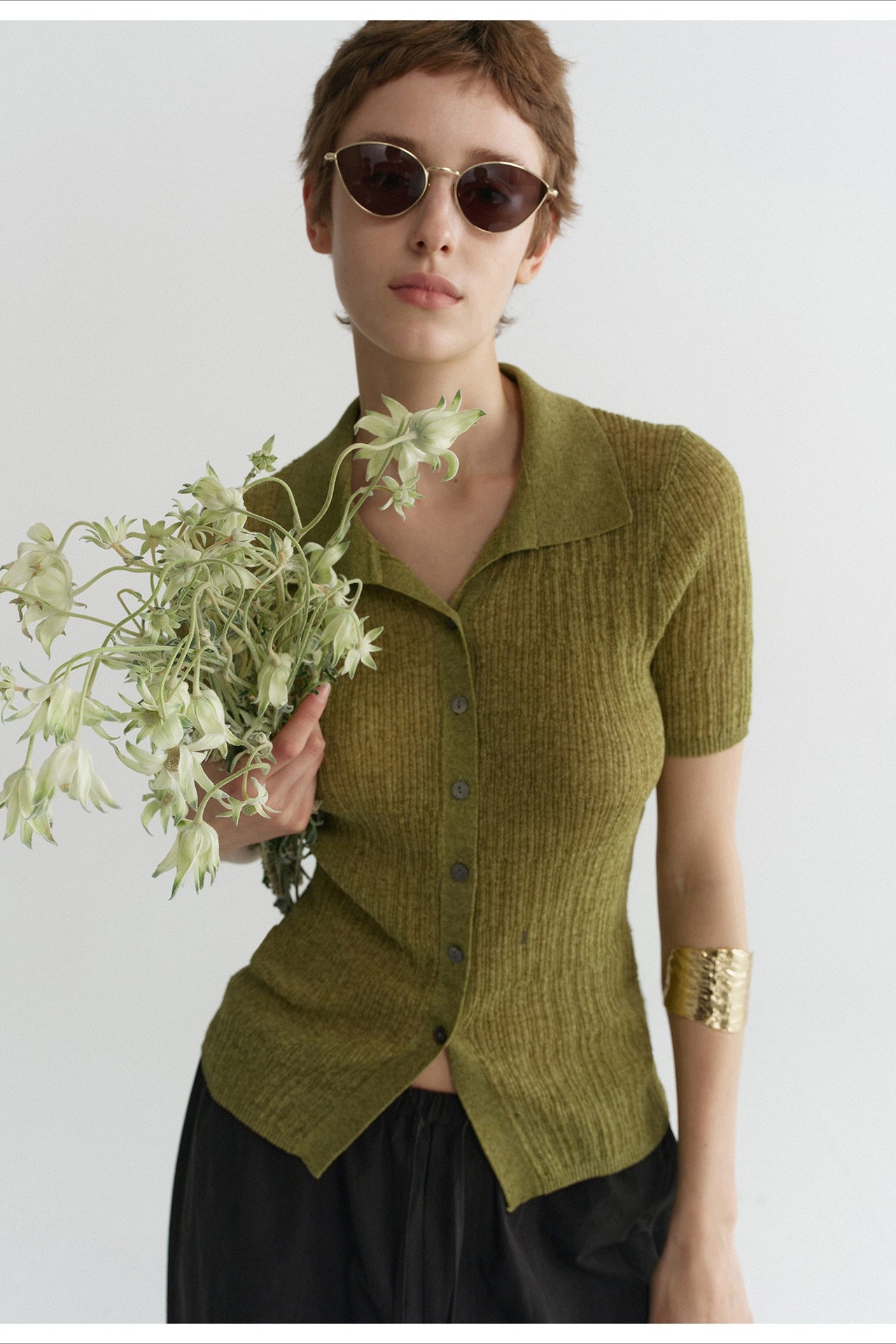 Breathable textured knit polo t-shirt | 4 color