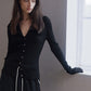 Lyocell blend large lapel ribbed cardigan | 4 color