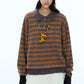 Wool blend loose-fit striped polo sweater | 4 color