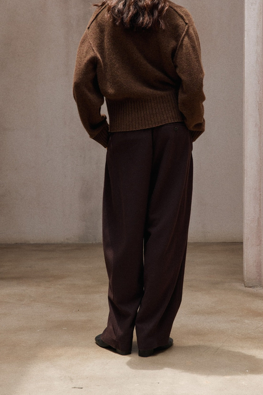 Wool blend wide-leg banana casual pants | 5 color