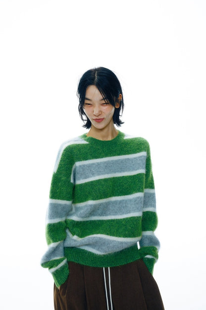 Alpaca blend bold stripe sweater | 4 color