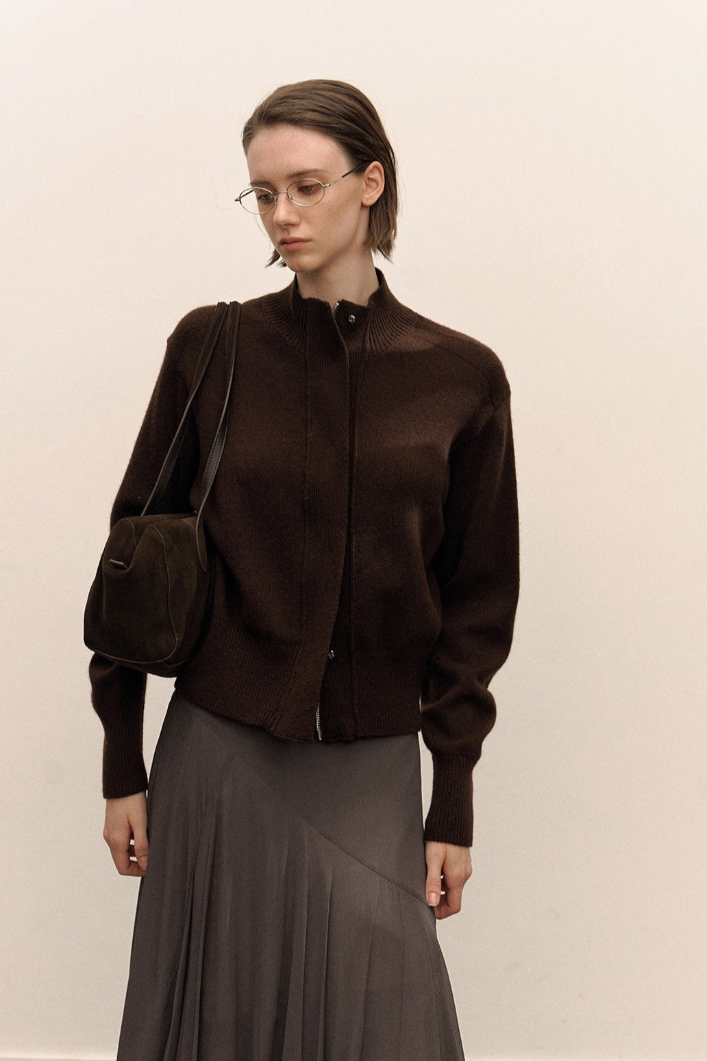 Refined wool blend silhouetted cardigan | 3 color