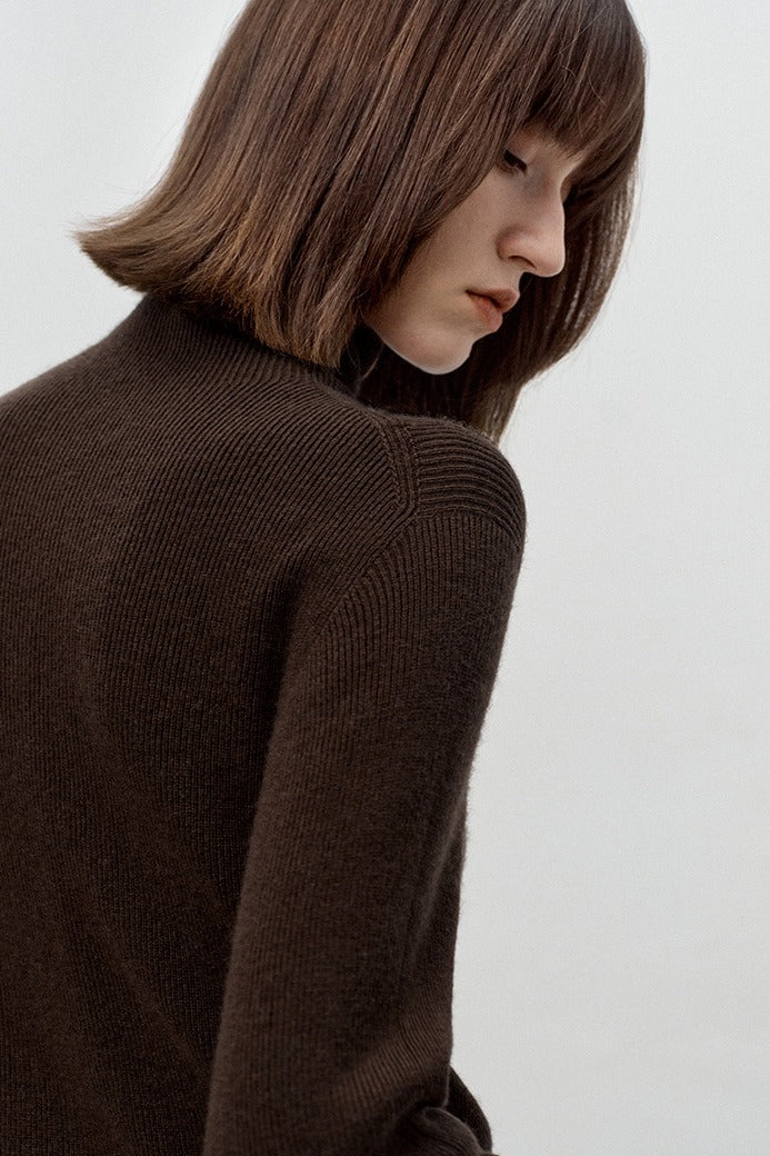 Wool blend seamless knit turtleneck knitwear | 4 color