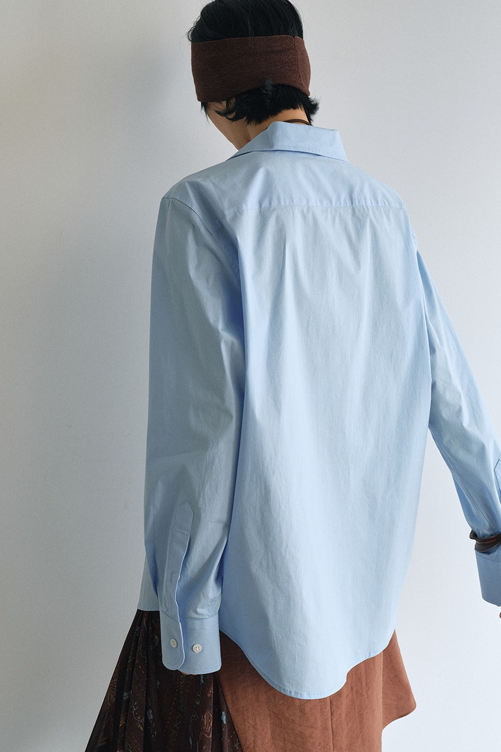 Cotton large lapel collar loose-fit shirt | 2 color