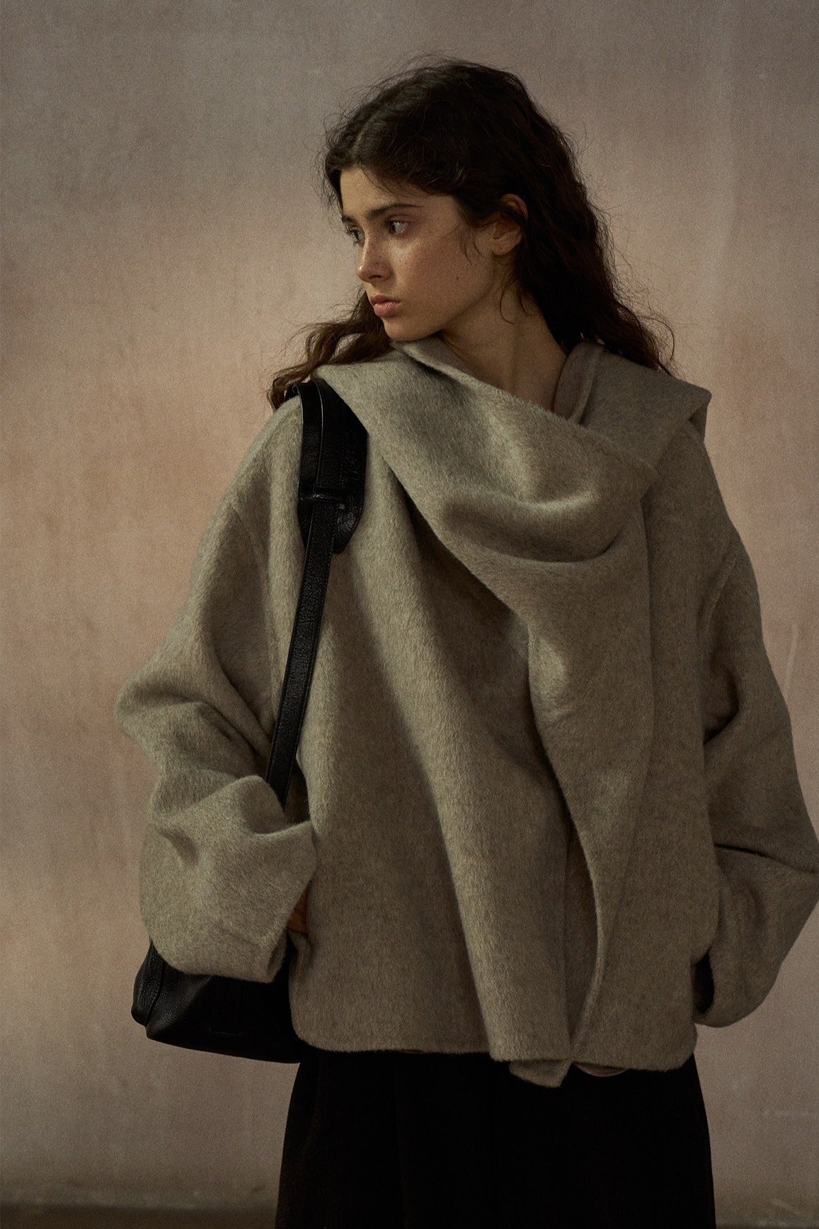 Wool-silk-angora double-faced jacket scarf collar | 4 color