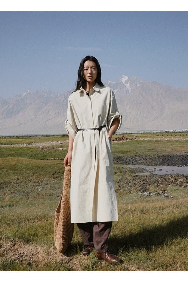 Cotton-spandex max shirt-dress | 3 color