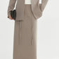 Straight fit structured fabric back split skirt | 2 color