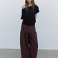 100% cotton high-rise balloon pants with side patch pockets | 4 color