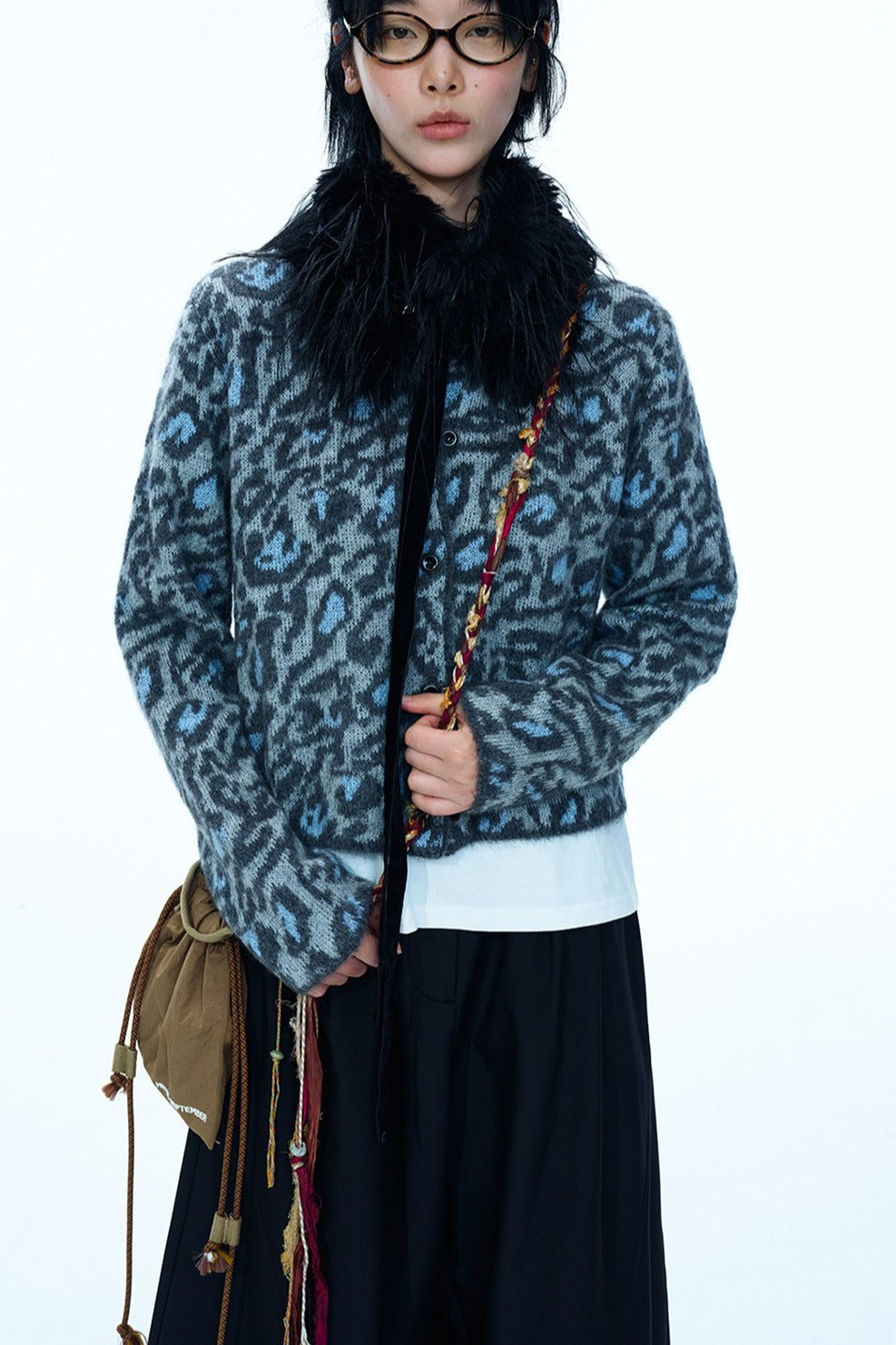 Alpaca blend leopard print cardigan | 2 color