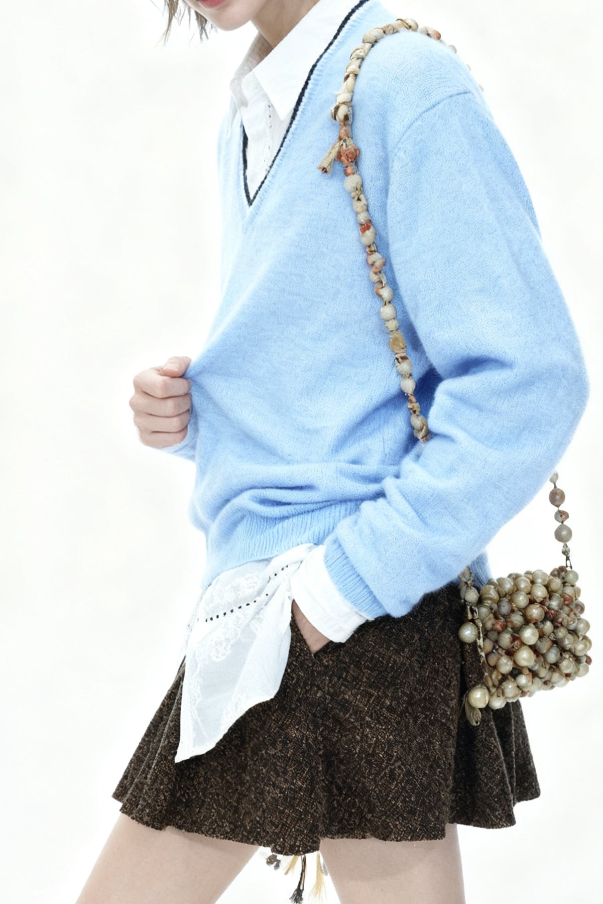 Wool blend soft touch lightweight V-neck sweater | 3 color