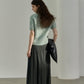 Flattering pleated raw-edge finish A-line skirt | 4 color