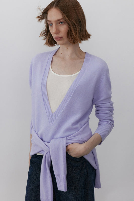 Wool blend deep V-neck cozy sweater | 2 color