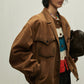 Retro style loose fit suede pocket jacket | 2 color