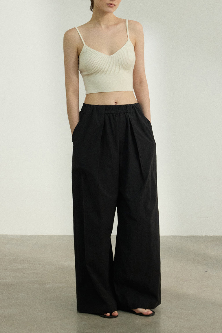 Cotton blend ultra-wide leg pants | 3 color