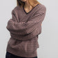 Pull col V à rayures contrastées en laine mélangée | 4 couleurs