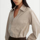 Fluid drape V-neck casual shirt | 2 color