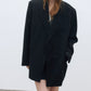 Mid-length peaked-lapel loose suit jacket | 2 color