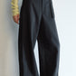 Cotton blend banana silhouette pants with a belt | 2 color