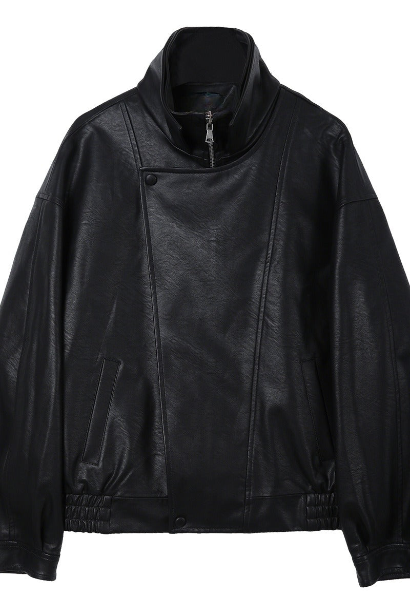 PU blend sleek panel retro style jacket | 2 color