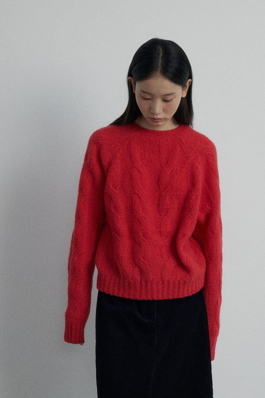 Wool blend cozy cable knit sweater