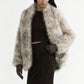 Plush leopard faux-fur boxy cut jacket