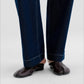 Cotton blend contrasting stitching straight leg jeans