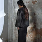Crackle-glaze texture slant opening wrap jacket | 2 color