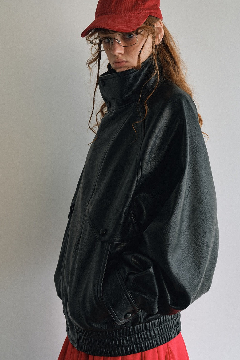 Soft texture relaxed fit stand collar jacket | 2 color