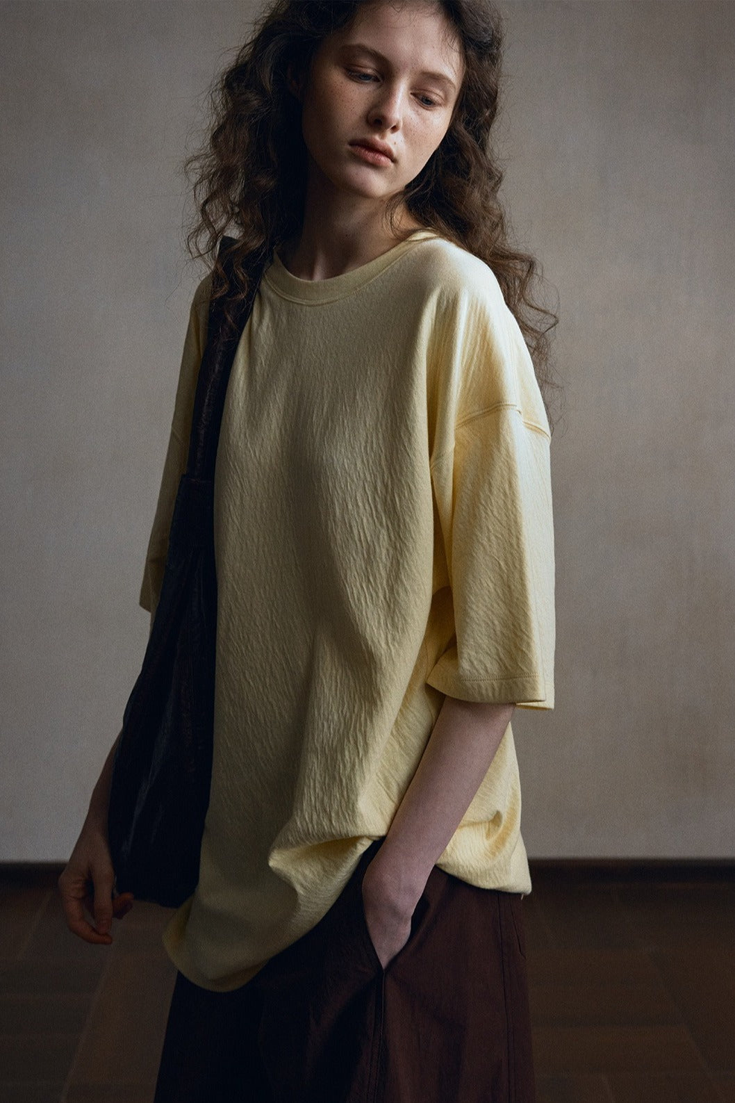 100% cotton crinkle texture t-shirt | 4 color