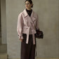 Wool-silk-camel hair cropped jacket with a belt | 3 color