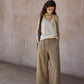 Cotton blend comfortable straight-leg pants with a belt | 3 color
