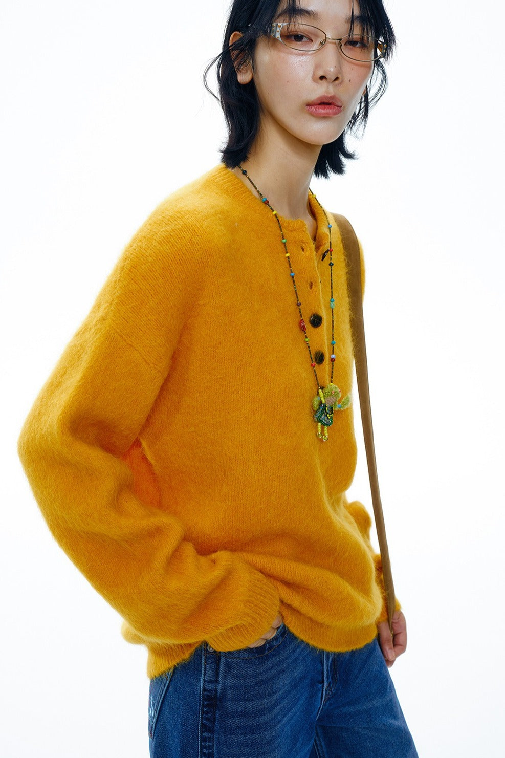 Alpaca blend henley pullover sweater | 5 color