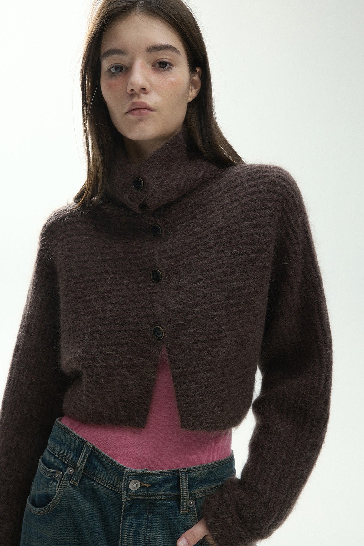 Mohair blend soft ribbed sleek knitwear