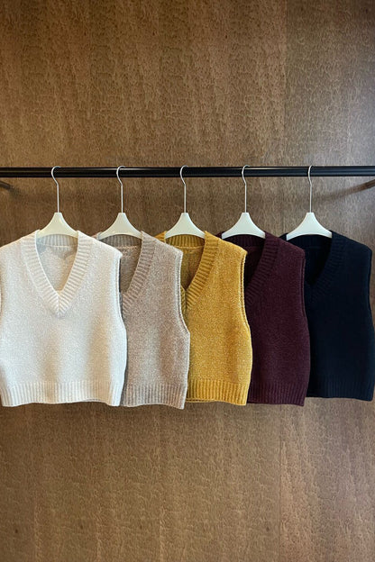 Pull gilet sans manches en laine mélangée | 2 couleurs