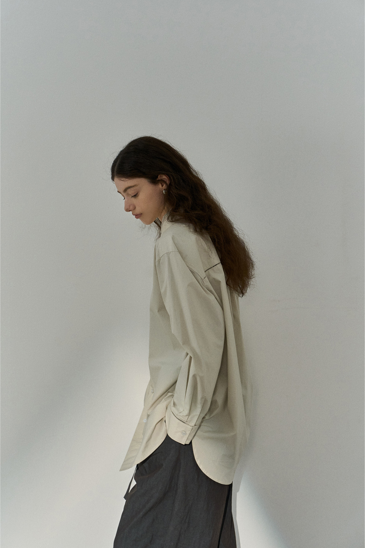 Cotton blend mid-length shirt | 4 color