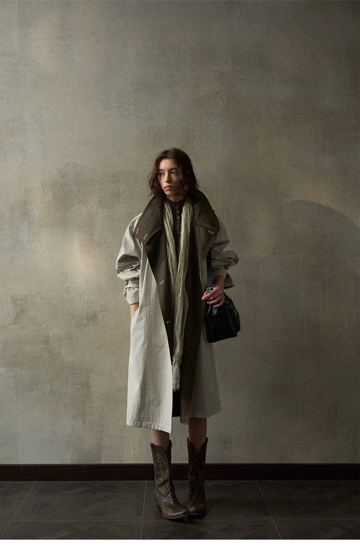 Double-sided cotton blend oversized fit large lapel trench coat | 2 color