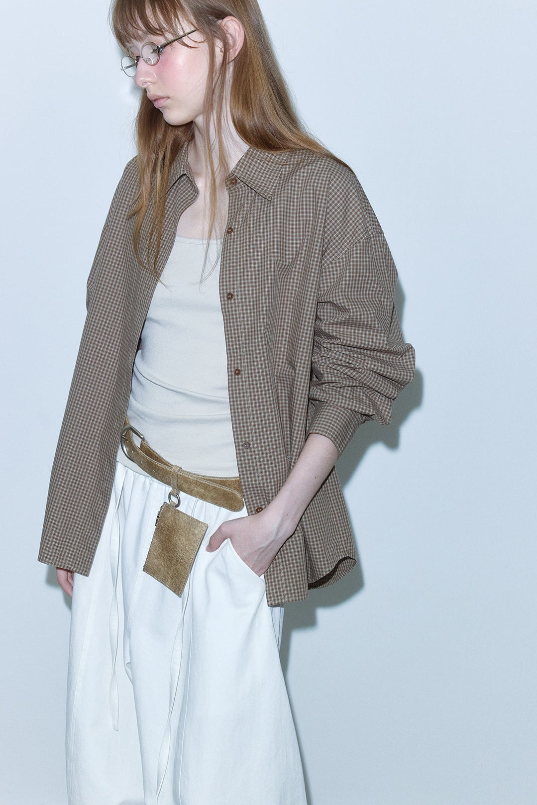 Camisa de largo medio con estampado de mini cuadros 100% algodón | 3 colores