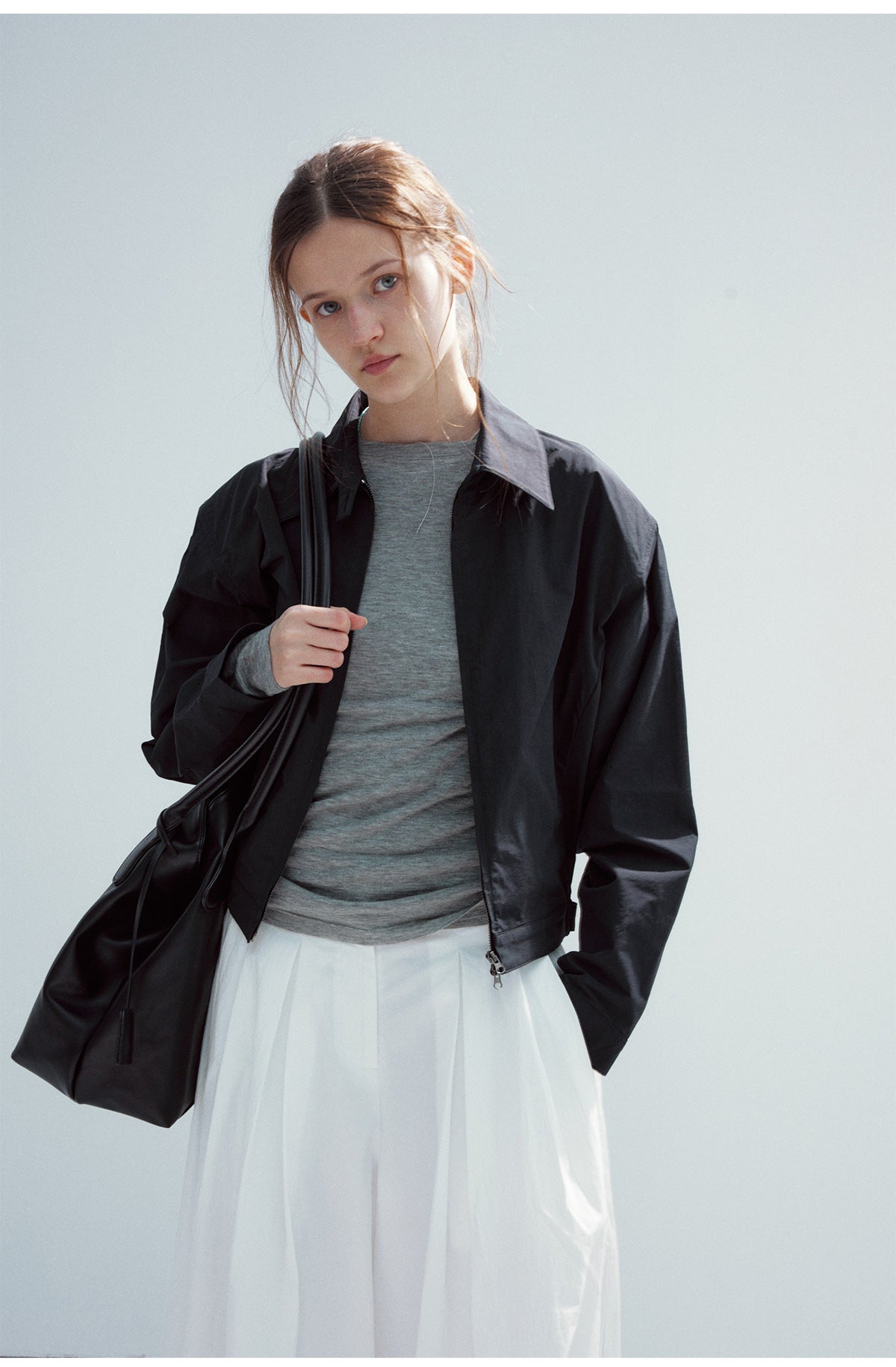 Chaqueta camisera minimalista versátil de mezcla de algodón | 3 colores