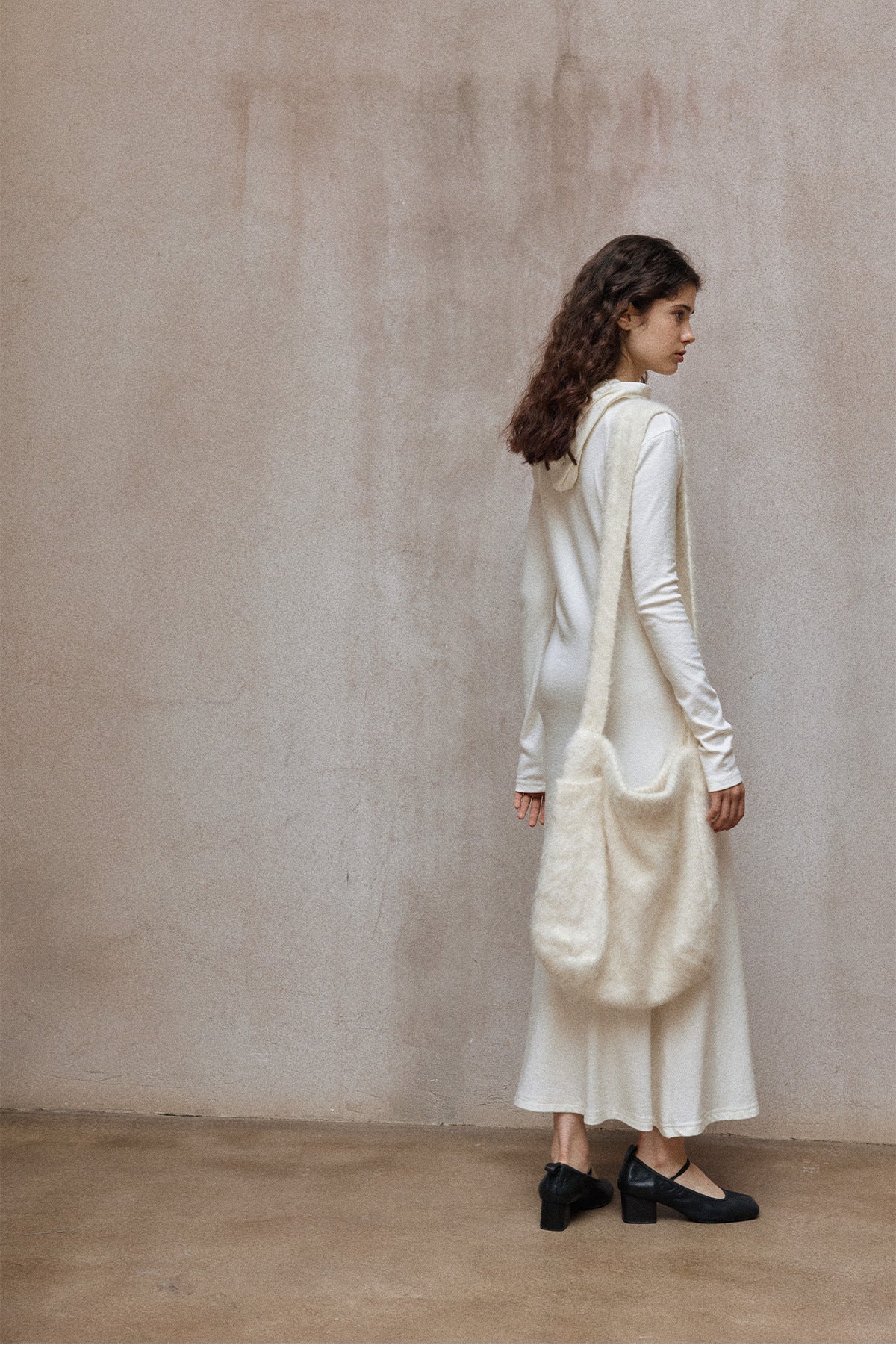 Cotton blend minimalist henry collar dress | 3 color