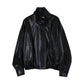 Matte-finish cropped PU jacket | 2 color