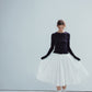 100% cotton elastic waist voluminous hem midi skirt | 2 color