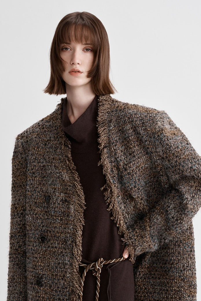 Wool blend retro-style tweed jacket