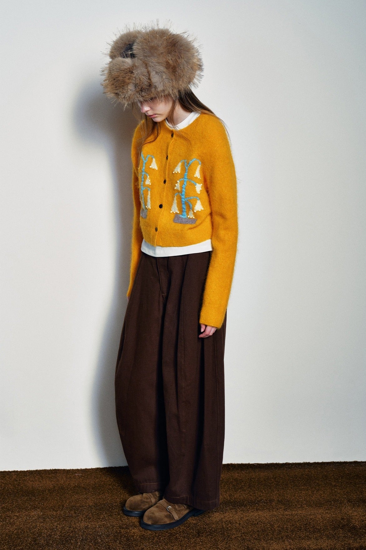 Alpaca blend embroidered cardigan | 4 color