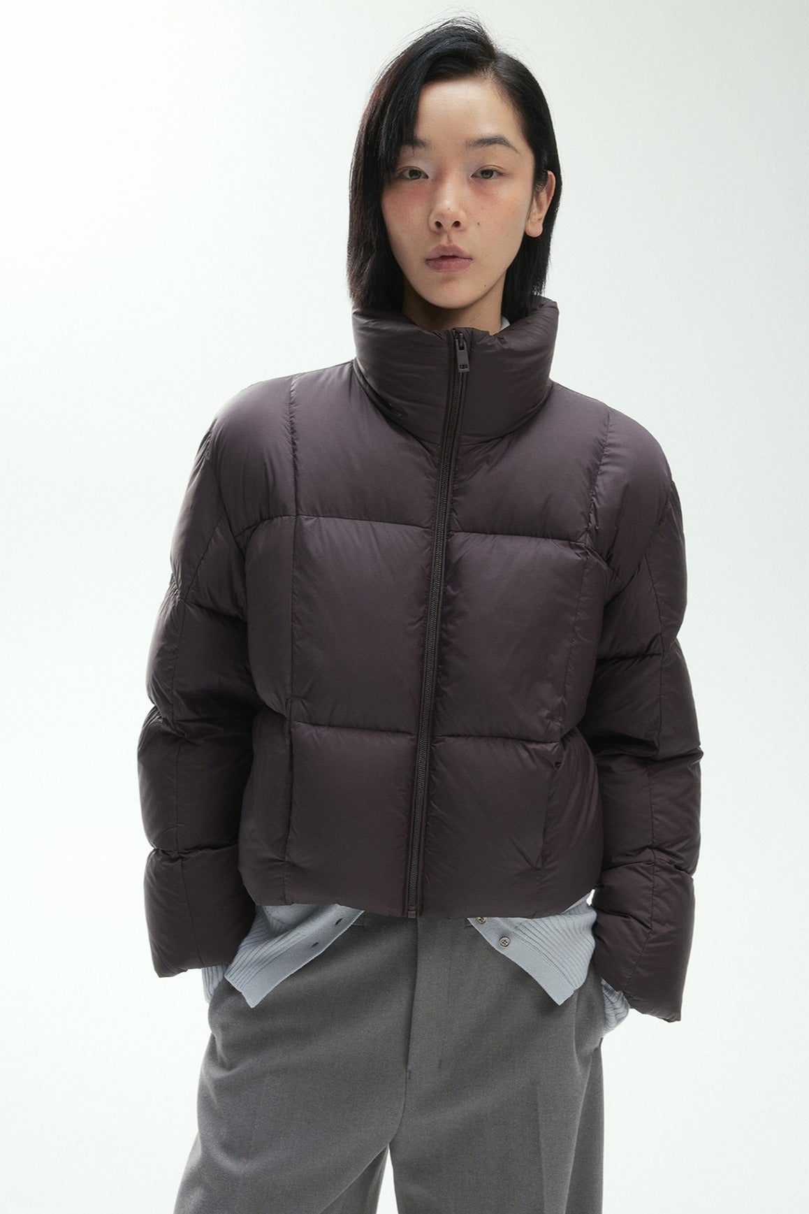 Stand-up collar chic style short down jacket | 4 color