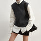 100% wool chunky texture rib vest | 4 color