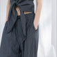 Lyocell blend loose fit stripped pants | 2 color