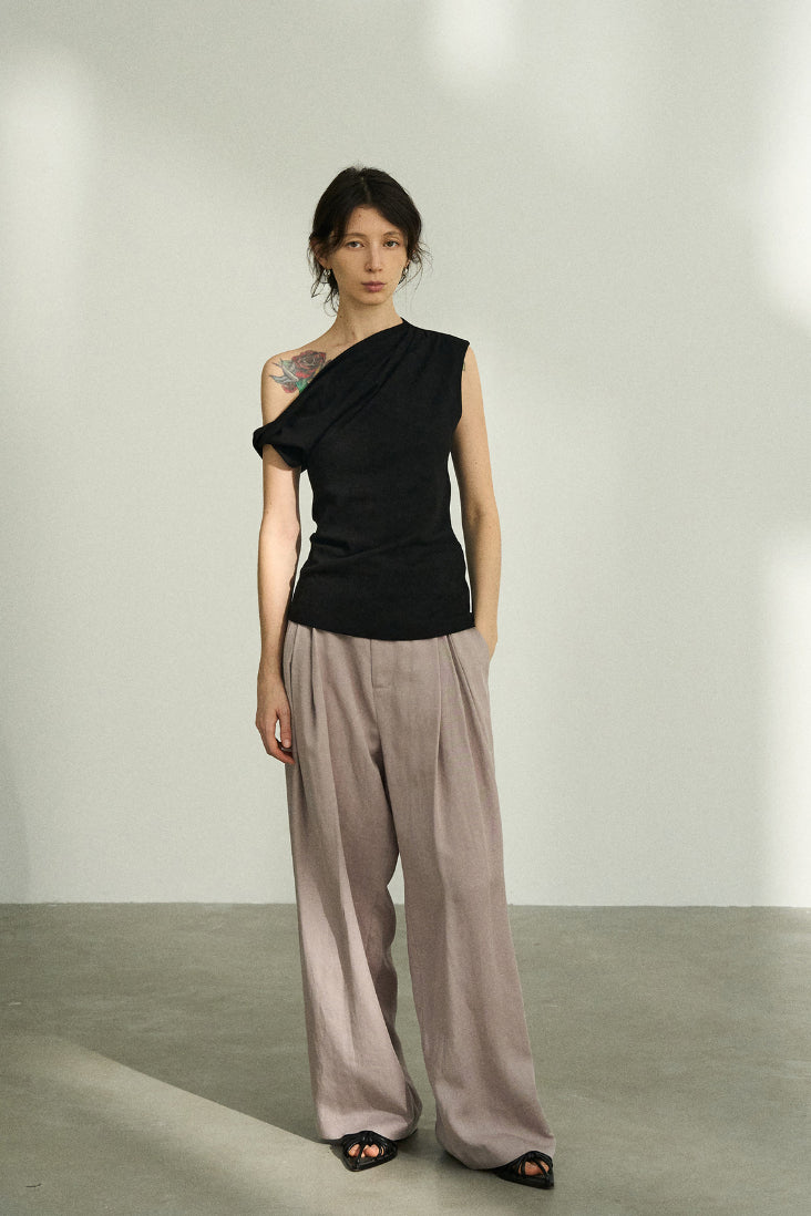 Lyocell blend linen straight pants | 3 color