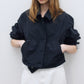 Cotton blend paper-touch fabric cropped throw-on shirt jacket | 3 color