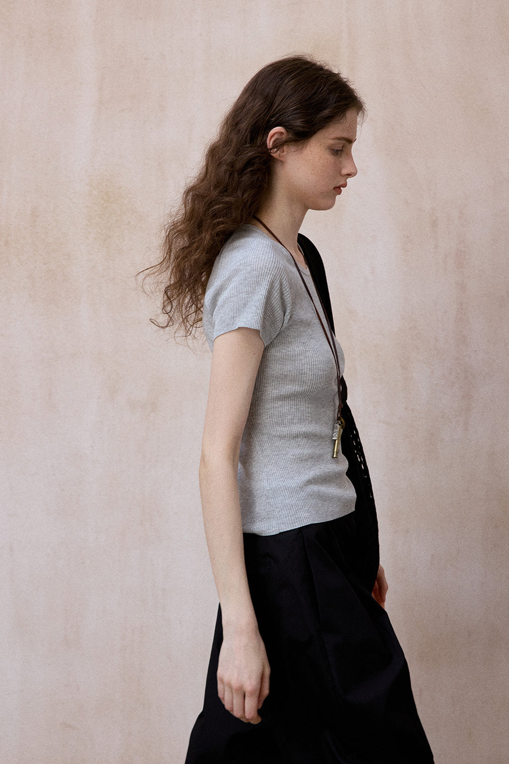 Viscose blend open back T-shirt | 4 color