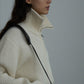 100% sheep wool ribbed texture high collar cardigan sweater | 4 color